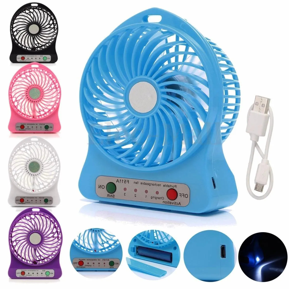 Portable Mini Usb Fan Rechargeable Battery | 3-level Speed Adjustable Electric Cooling Desktop Fan (random Colors)