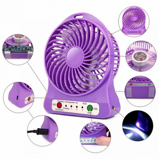 Portable Mini Usb Fan Rechargeable Battery | 3-level Speed Adjustable Electric Cooling Desktop Fan (random Colors)