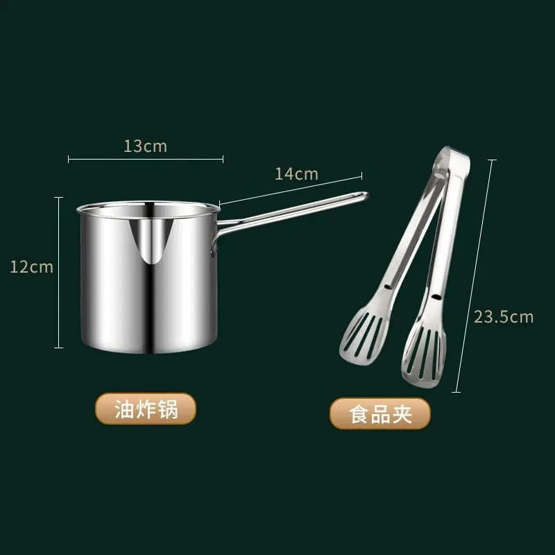 Deep Fryer Pot - Chips Fryer Machine - Stainless Steel Frying Pot With Strainer 1200ML