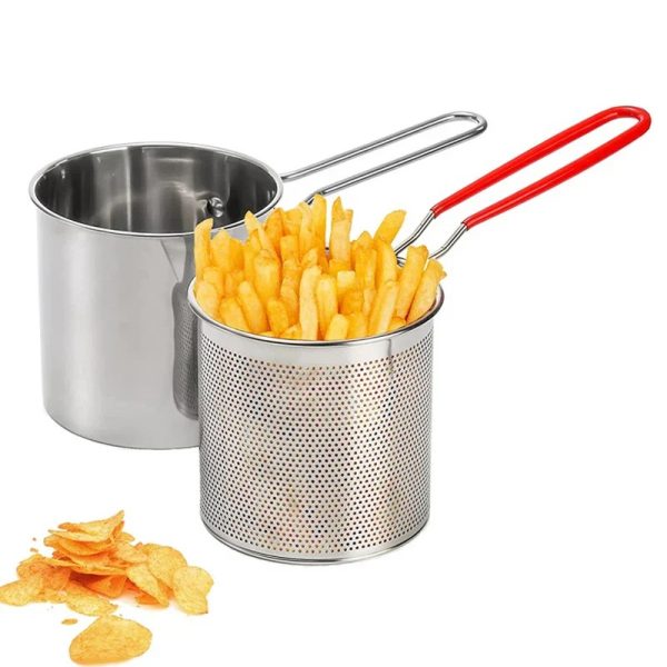 Deep Fryer Pot - Chips Fryer Machine - Stainless Steel Frying Pot With Strainer 1200ML