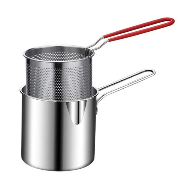 Deep Fryer Pot - Chips Fryer Machine - Stainless Steel Frying Pot With Strainer 1200ML