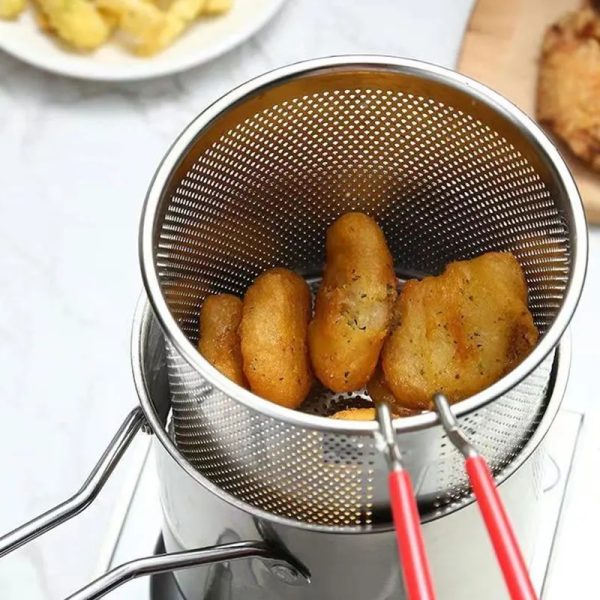 Deep Fryer Pot - Chips Fryer Machine - Stainless Steel Frying Pot With Strainer 1200ML